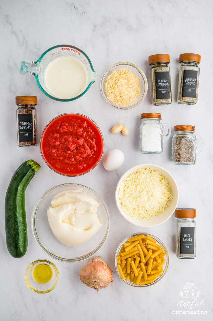 ingredients laying on a marble countertop