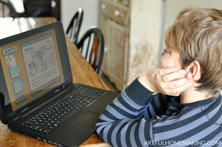 boy doing teaching textbooks math