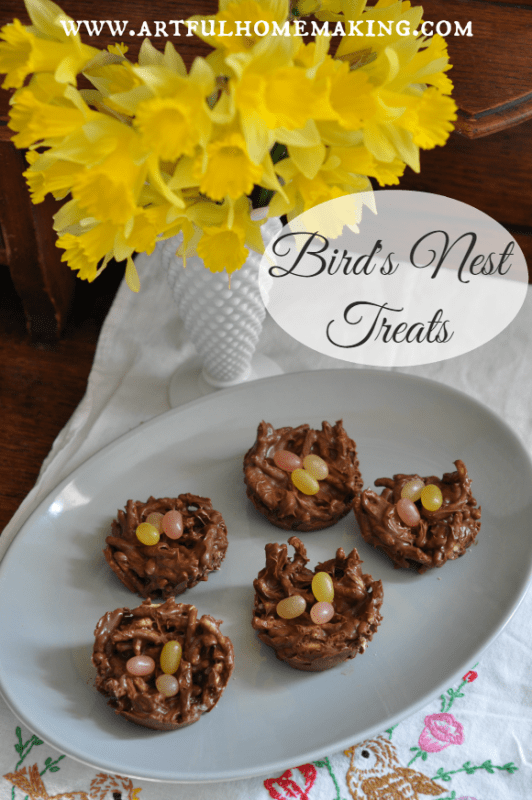 These birds nest treats are just right for spring, and kids absolutely love making them!