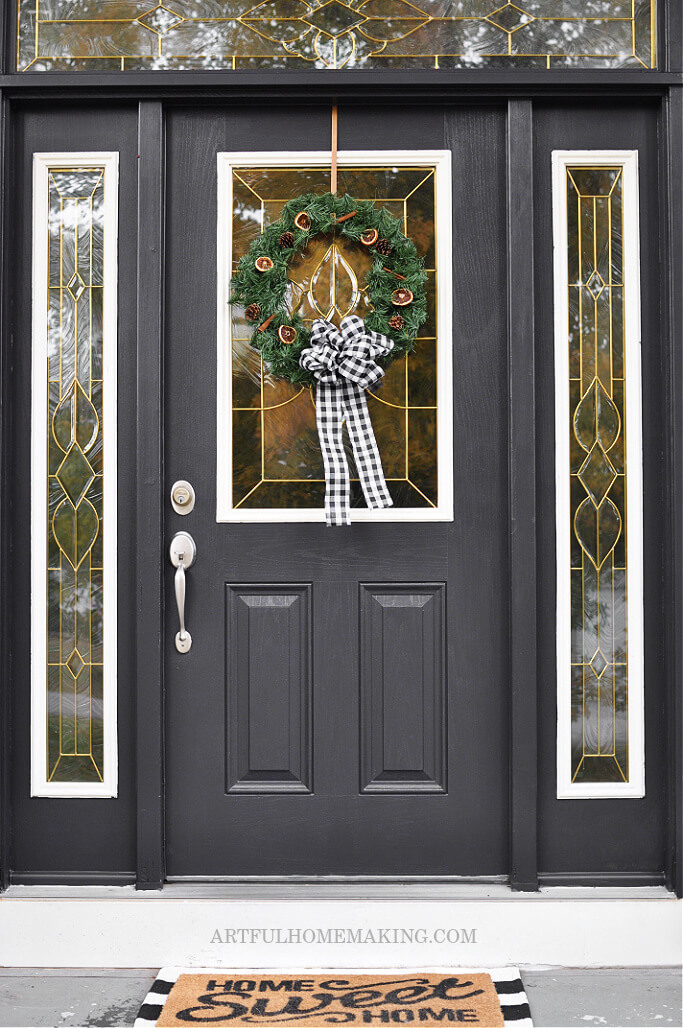 Fall Wreath for Front Door,Black and White Buffalo Plaid Kitchen Decor