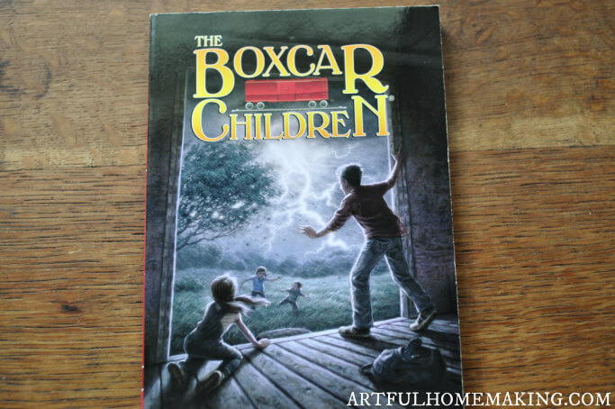 boxcar children book on desk