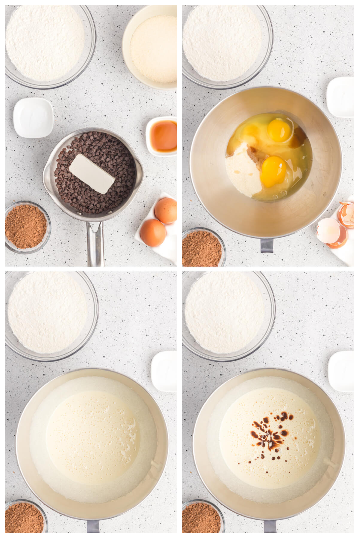four photos showing steps for recipe
