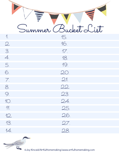 summer bucket list free printable