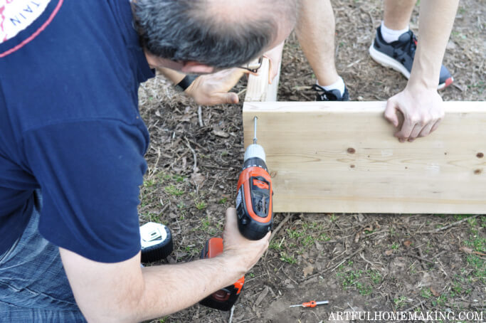 screwing deck screws into wood frame