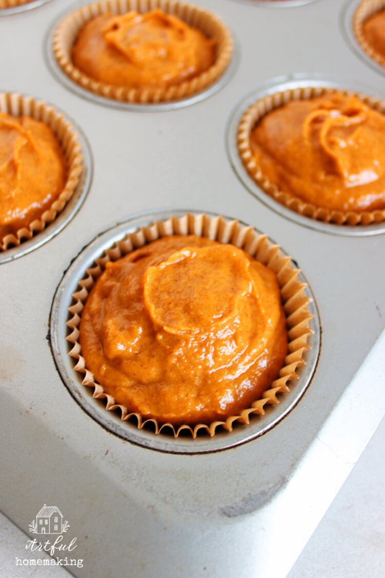 pumpkin butterscotch muffins before baking