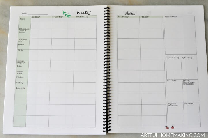Charlotte Mason Homeschool Planner Artful Homemaking