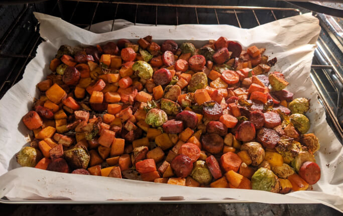 Chicken Apple Sausage Sheet Pan Dinner