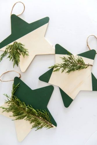 christmas star wooden ornaments