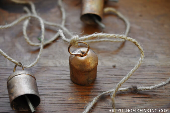 brass bells with jute twine