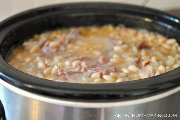 slow cooker ham and beans