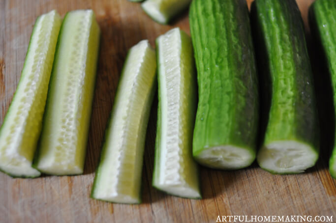 sliced cucumbers
