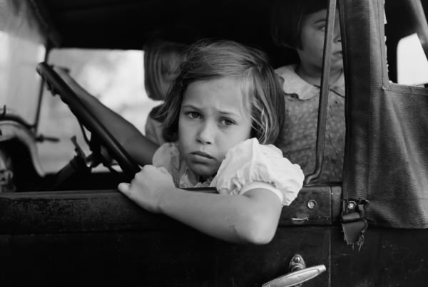 little girl in car