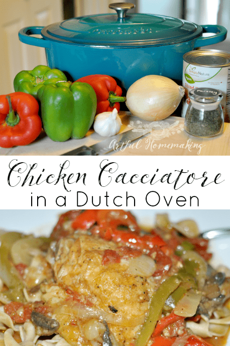 chicken cacciatore in a dutch oven