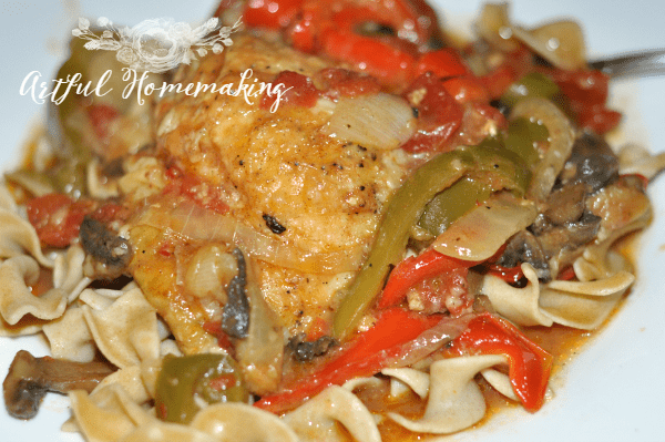 chicken cacciatore in a dutch oven