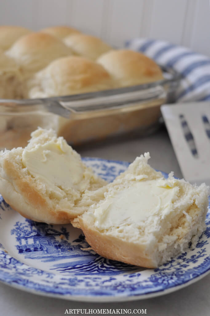 white rolls with butter