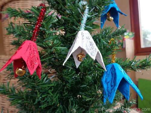 egg carton christmas bell ornament