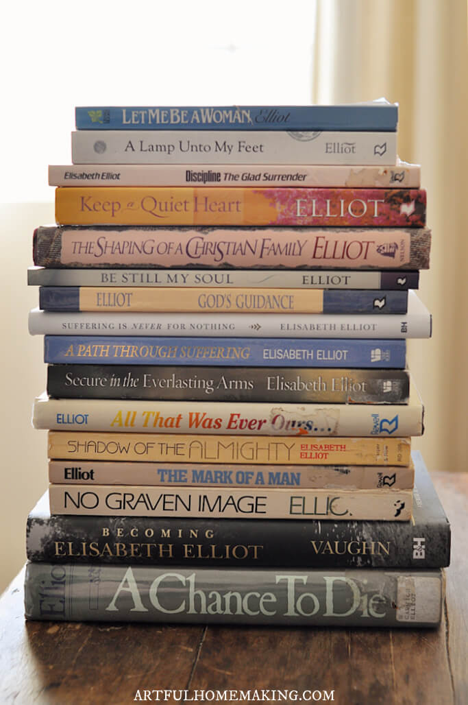 pile of elisabeth elliot books