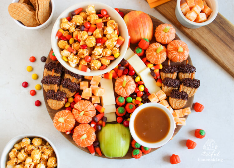 fall dessert charcuterie board for kids
