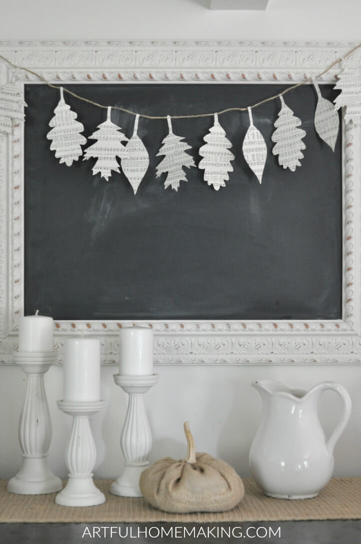 fall leaf book page garland