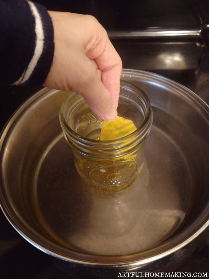 dipping fall leaves in beeswax