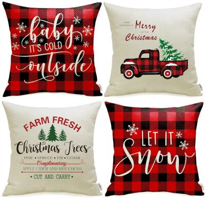 farmhouse christmas pillow covers