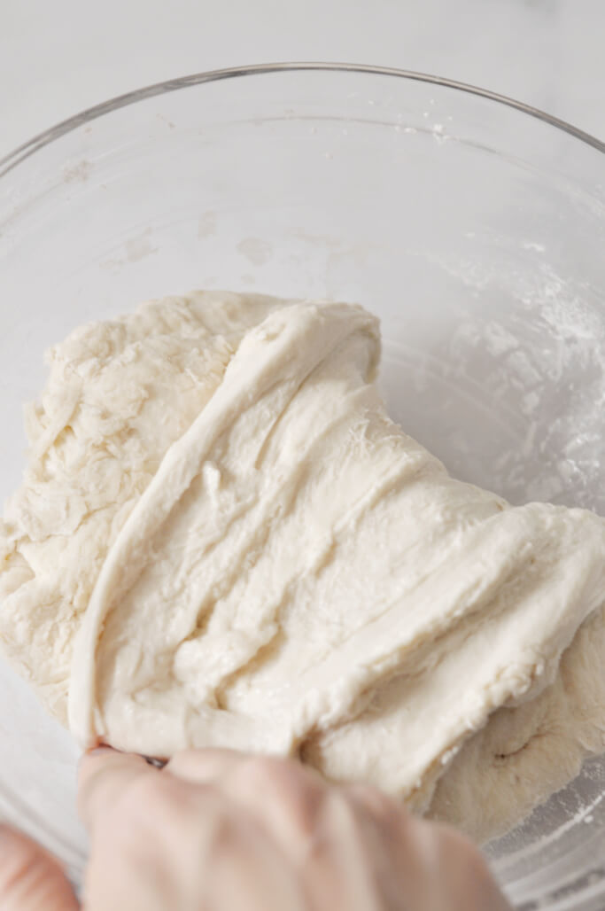 folding sourdough bread dough