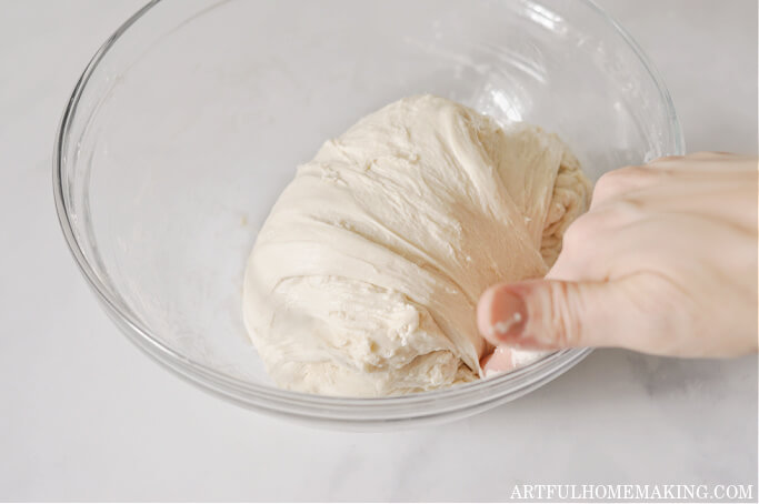 stretch and fold sourdough bread