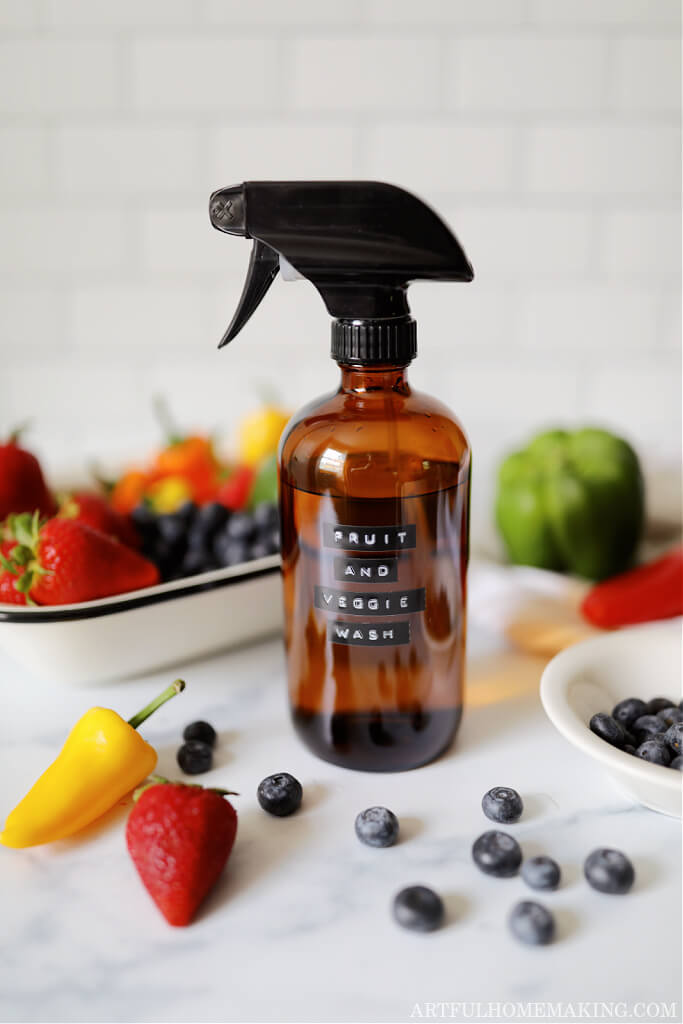 homemade diy fruit and veggie wash spray
