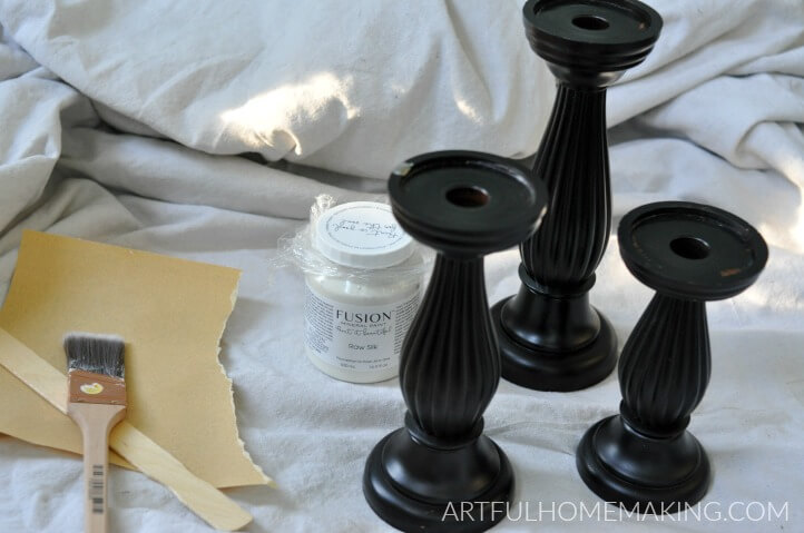 farmhouse fusion mineral paint candlesticks