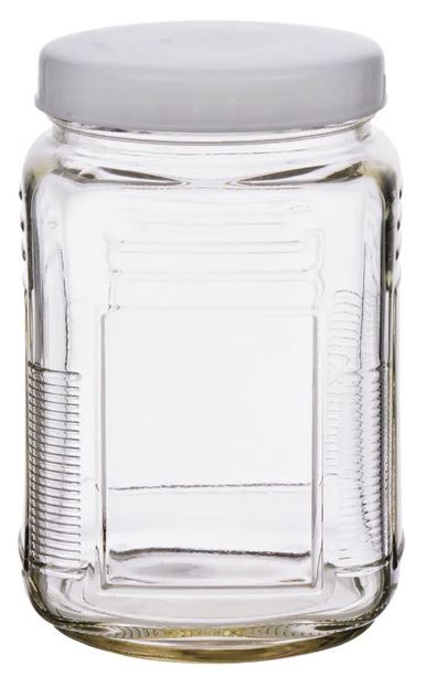 dollar store glass storage jar with twist-on lid