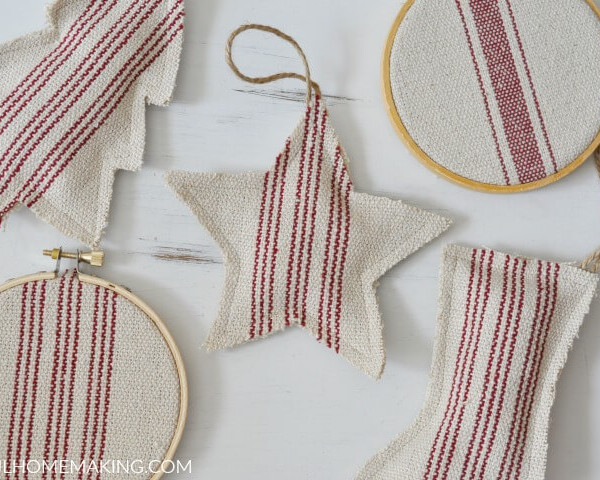 Grain Sack Christmas Ornaments