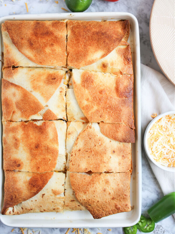 ground beef sheet pan quesadillas