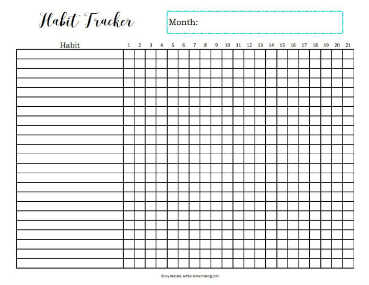 free habit tracker printable