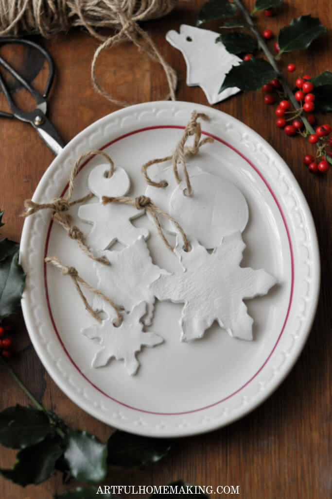 completed air dry clay christmas ornaments