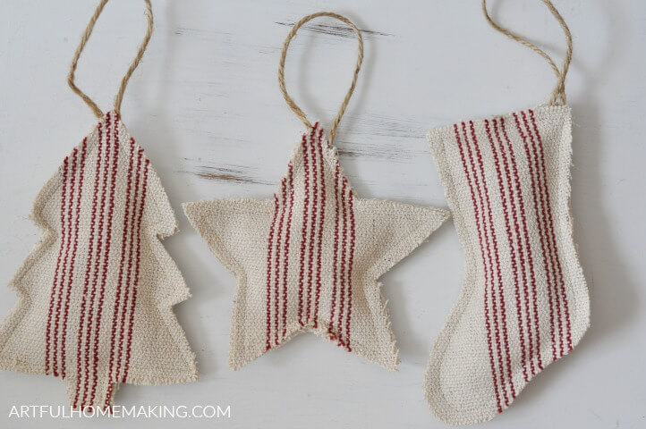 grain sack Christmas ornaments