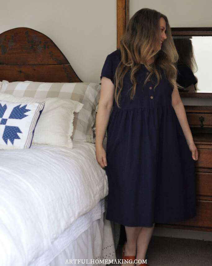 navy linen dress