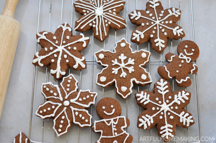 Healthy Gingerbread Cookies on a wire cooling rack