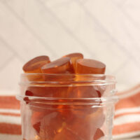 homemade healthy gummies in a clear glass jar