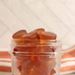 homemade healthy gummies in a clear glass jar