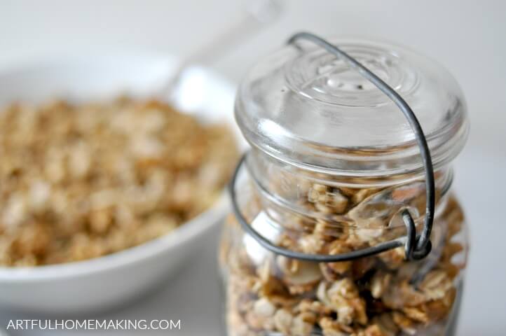 homemade granola in mason jar