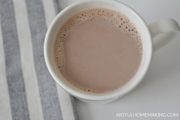 Cup of homemade healthy hot cocoa.