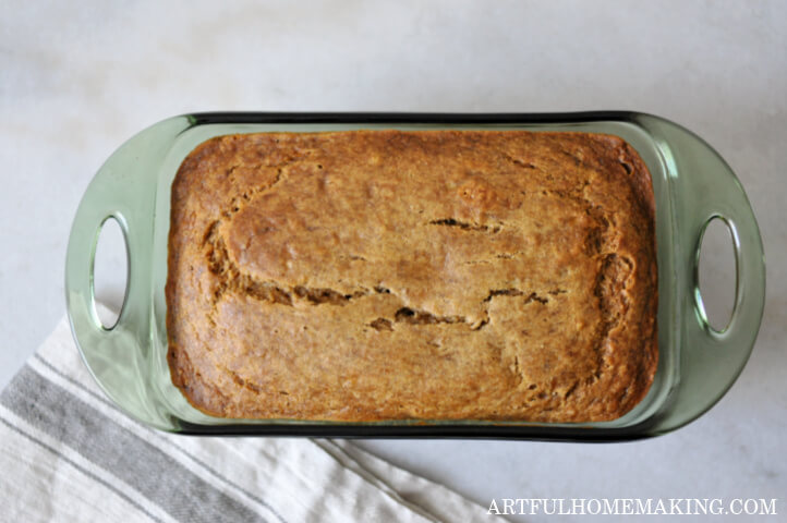 loaf pan with bread