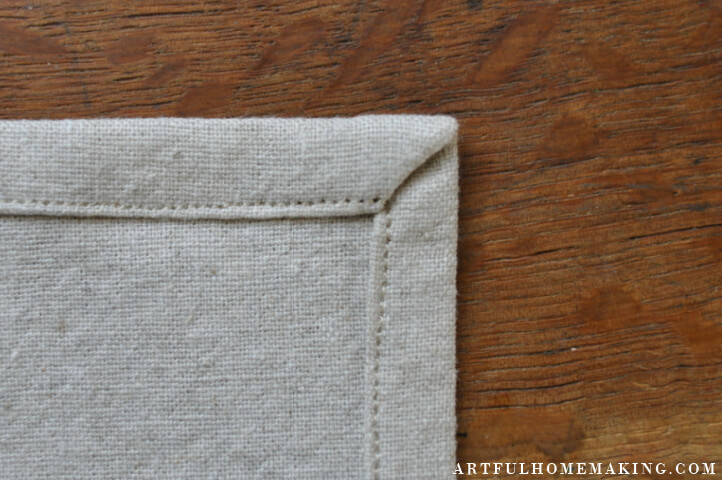 mitered corner on napkin