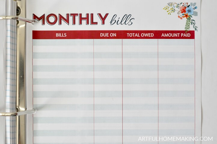 monthly bill tracker