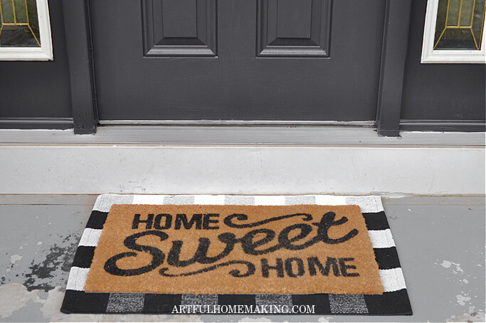 home sweet home black buffalo check mat