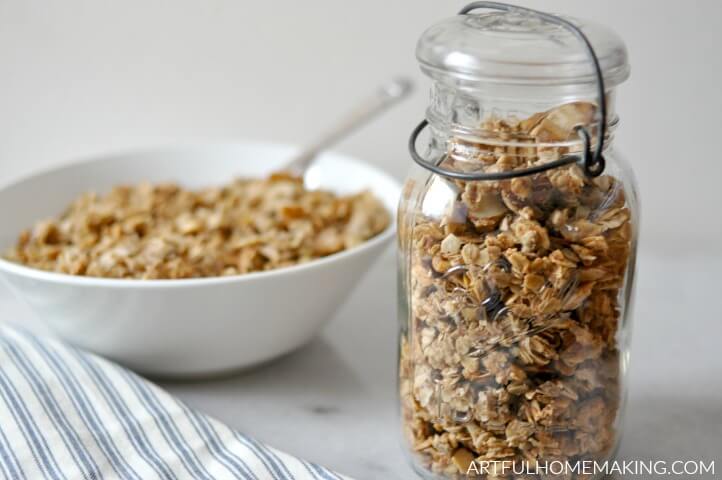 homemade granola in mason jar