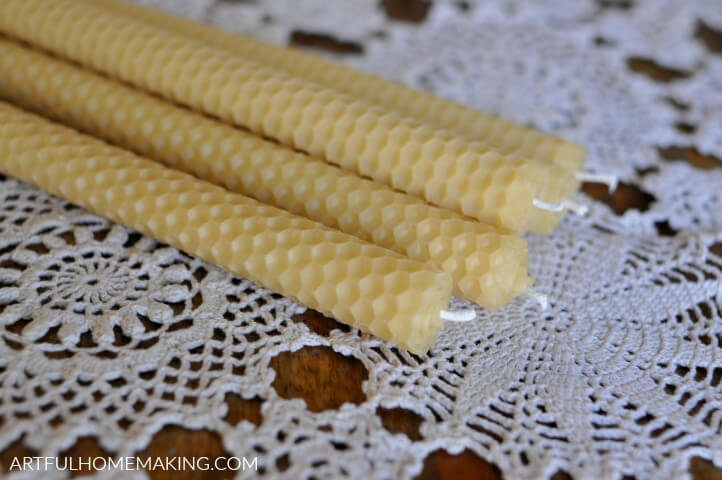 rolled beeswax candles