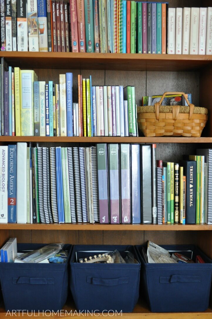 shelf of homeschool books