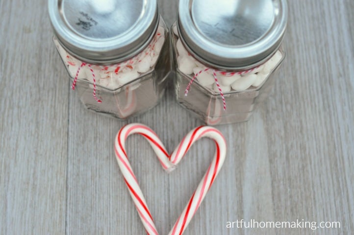 peppermint hot cocoa gift jars