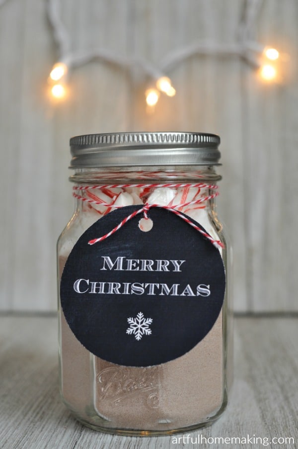 peppermint hot cocoa gift jars